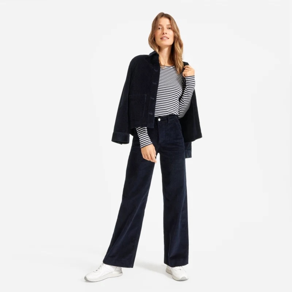 Everlane Corduroy Wide Leg Pants in navy